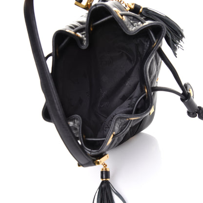 MCM Calfskin Quilted Studded Bucket Bag Black 4 of 4