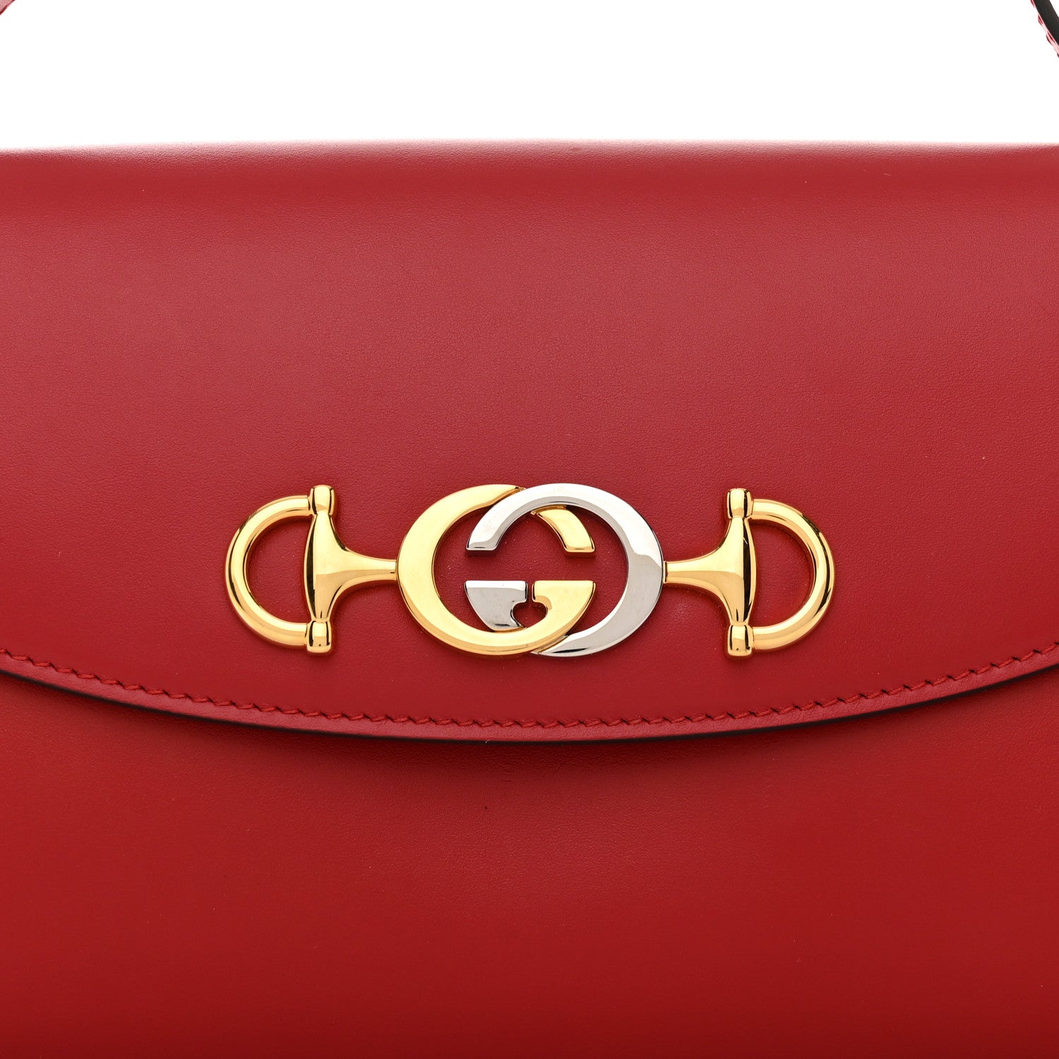 Gucci Smooth Calfskin Small Zumi Top Handle Shoulder Bag Hibiscus Red 9 of 13