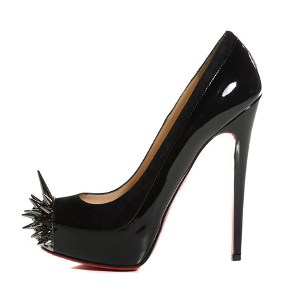 Christian Louboutin Patent Suede Spike Toe Asteroid 160 Pumps 39 Black 1 of 7