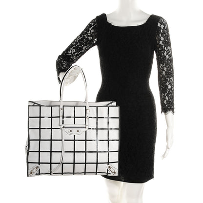 Balenciaga Calfskin Papier Embossed A4 Carreaux Tote 2 of 13