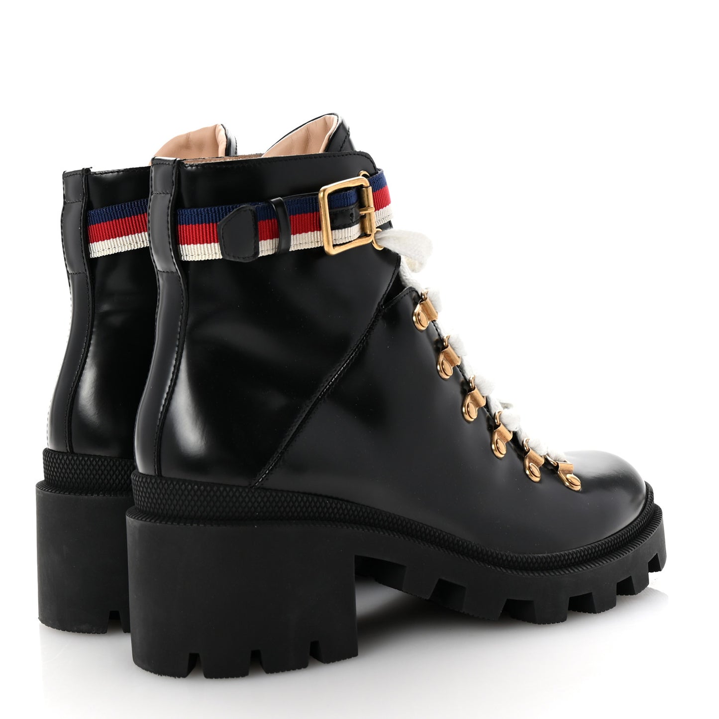 Calfskin Sylvie Web Womens Lace Up Combat Boots 38 Black