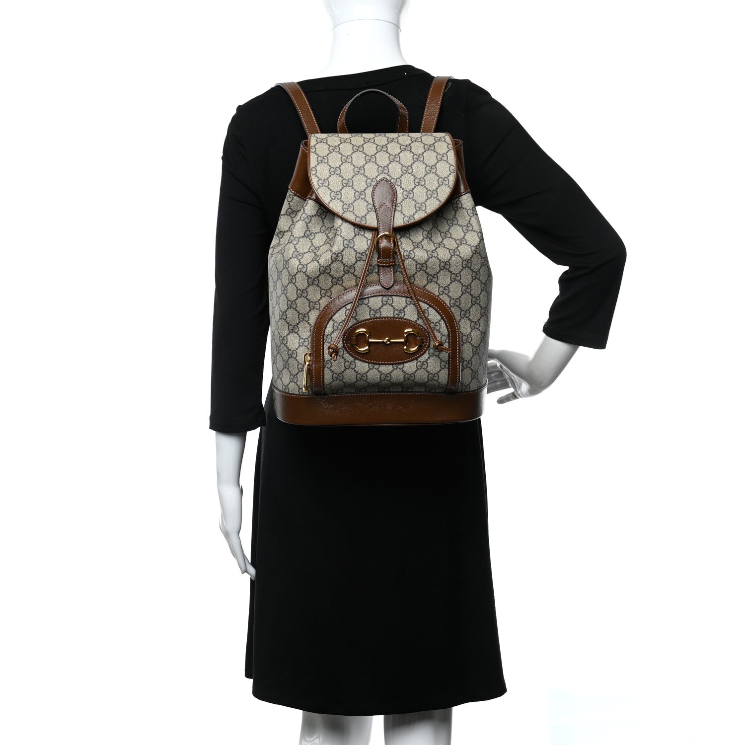 Gucci GG Supreme Monogram Calfskin Horsebit 1955 Single Buckle Backpack Beige Brown Sugar 2 of 9