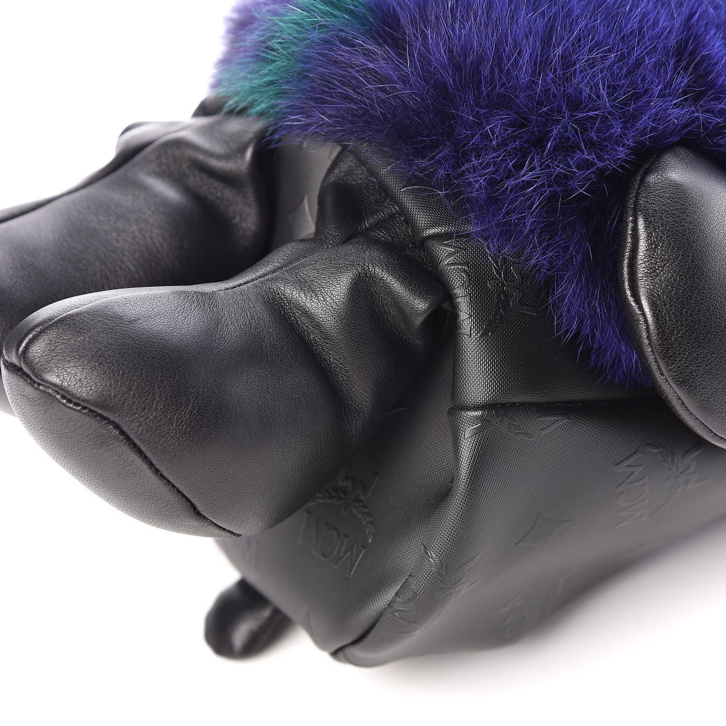 Calfskin Fox Fur Rabbit Zoo Doll Crossbody Black