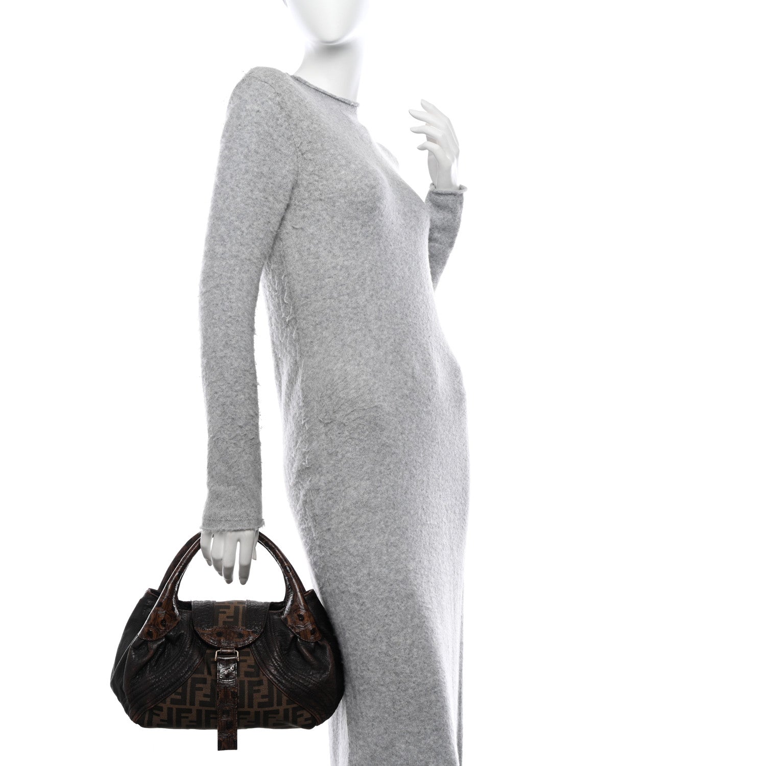 Fendi Zucca Nappa Nuvolata Vitello Tortuga Small Spy Tobacco Moro 2 of 16