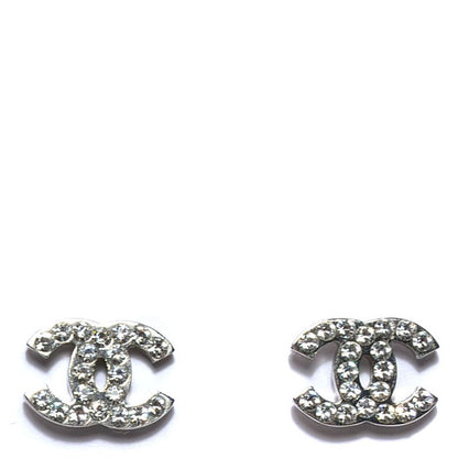 Chanel Crystal Timeless CC Earrings Silver 1 of 5