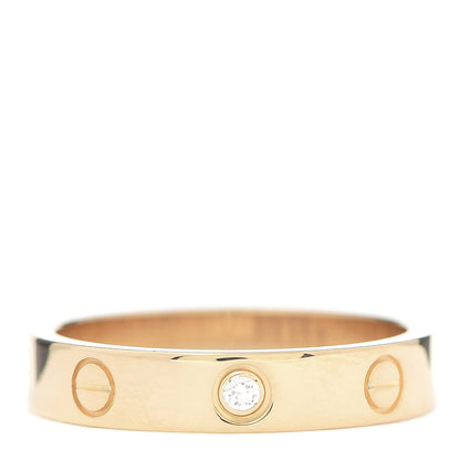 Cartier 18K Yellow Gold Diamond 4mm LOVE Wedding Band Ring 54 6.75 1 of 4