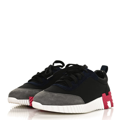 Hermes Technical Canvas Suede Goatskin Womens Bouncing Sneakers 36.5 Black Gris Osmium 3 of 8