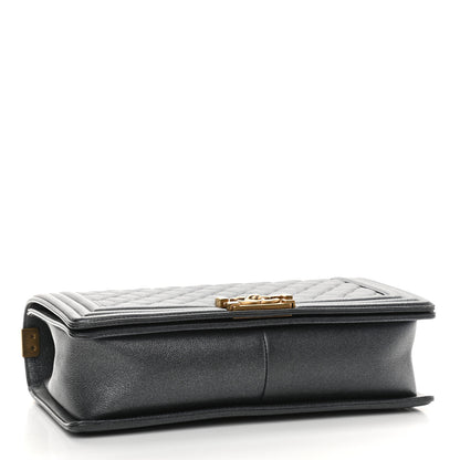 Chanel Metallic Calfskin Quilted New Medium Boy Flap Dark Grey 4 of 10