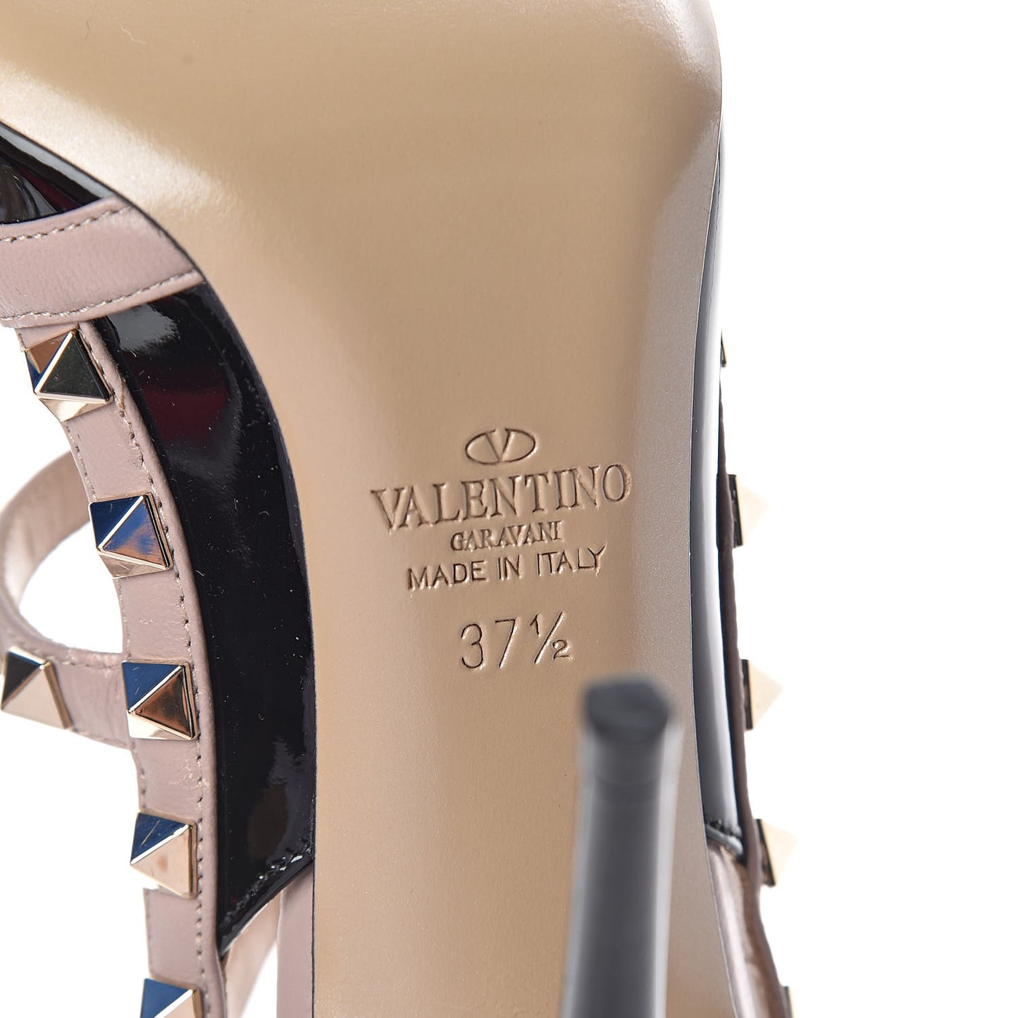 Patent Nappa Rockstud Ankle Strap 100mm Pumps 37.5 Black Poudre