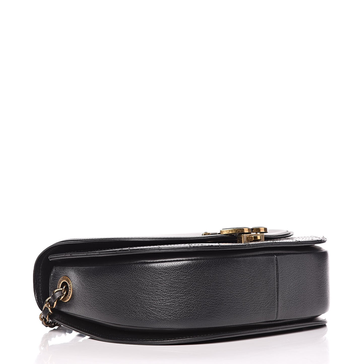 Shiny Calfskin Goatskin Quilted Medium Coco Curve Messenger Flap Black
