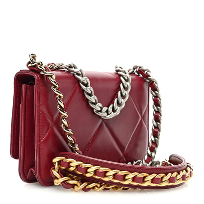 Chanel Lambskin Quilted Chanel 19 Wallet On Chain WOC Burgundy 2 of 10