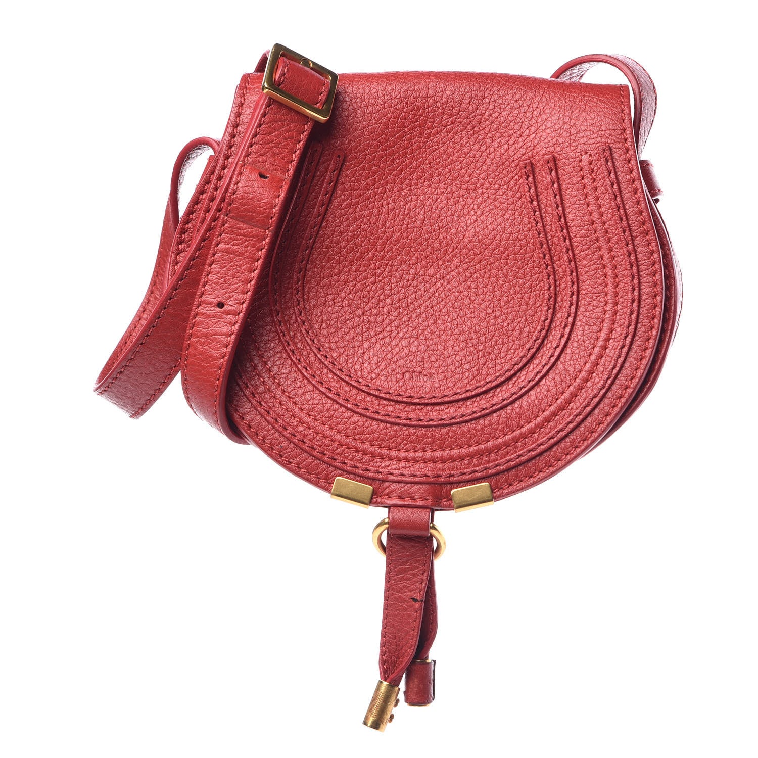 Chloe Calfskin Mini Marcie Round Crossbody Bag Red 1 of 10