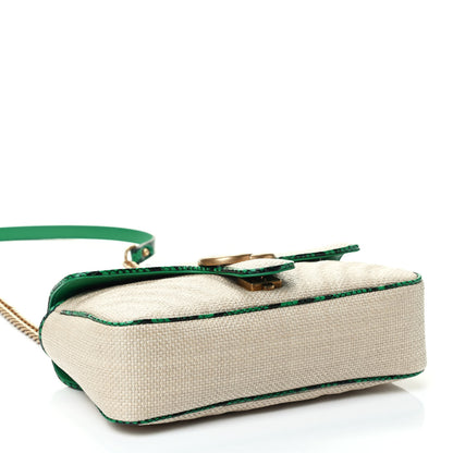 Gucci Raffia Elaphe Matelasse Small GG Marmont Shoulder Bag Natural New Shamarock 3 of 4