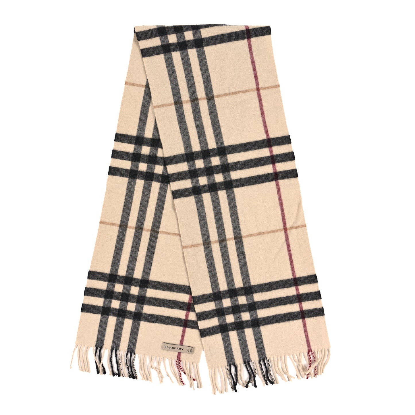 Cashmere Giant Check Fringe Scarf Stone
