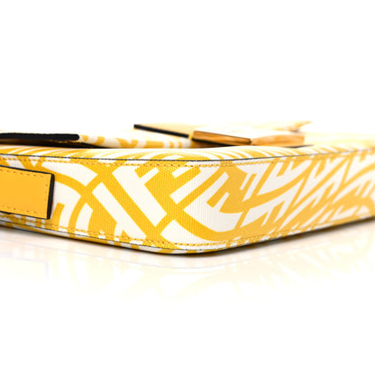 Fendi X SARAH COLEMAN Glazed Canvas Vitello King FF Vertigo Baguette 1997 Mimosa White 10 of 10
