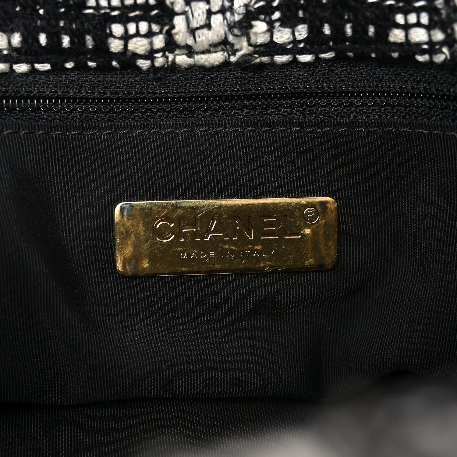 Chanel Tweed Quilted Maxi Chanel 19 Flap Black White 5 of 10