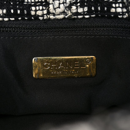 Chanel Tweed Quilted Maxi Chanel 19 Flap Black White 5 of 10