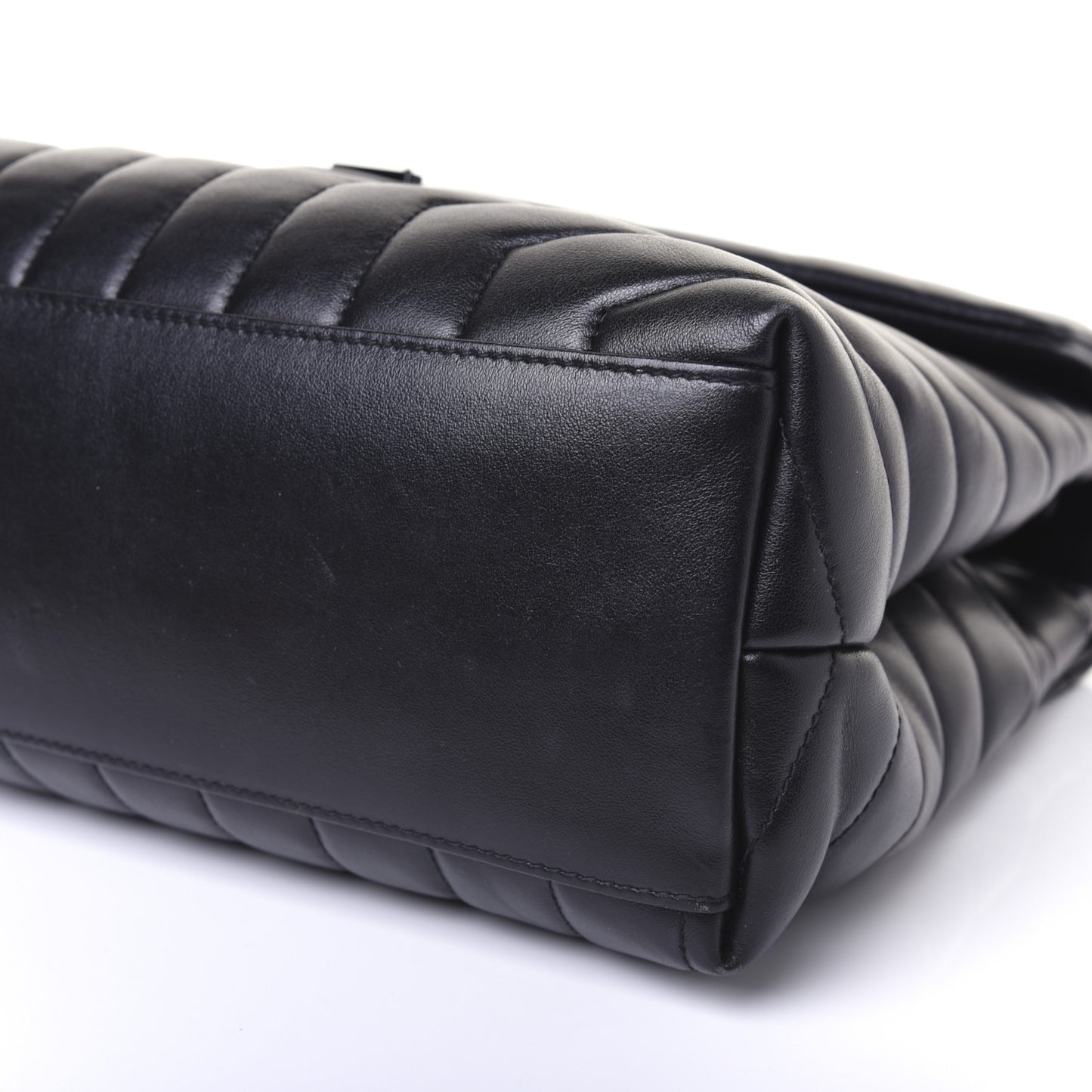 Calfskin Y Quilted Monogram Medium Loulou Chain Satchel Black
