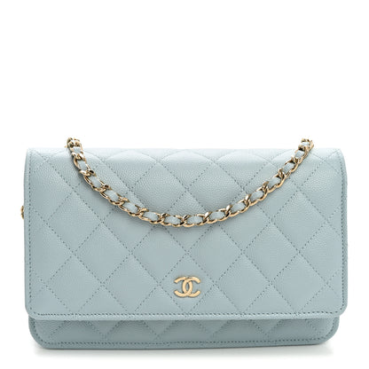 Chanel Caviar Quilted Wallet on Chain WOC Light Blue 1 of 11