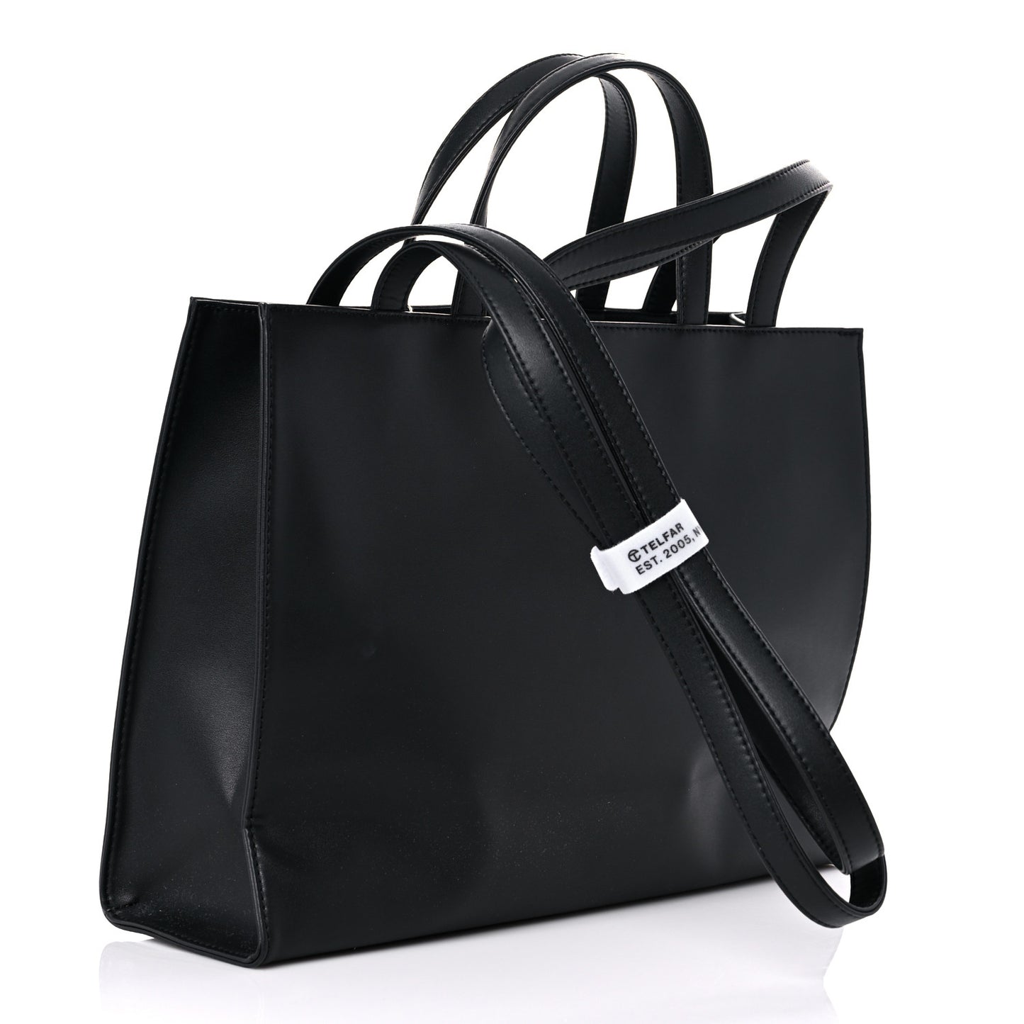 Vegan Leather Medium Shopping Bag Black