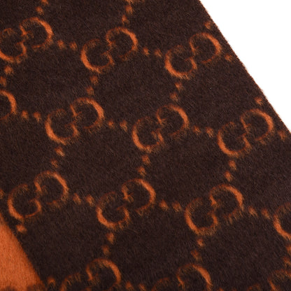 Gucci Wool Alpaca GG Monogram Big GG Rock Scarf Tangerine Brown 5 of 5