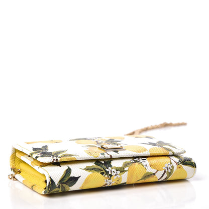Dolce & Gabbana Dauphine Lemon Print Wallet On Chain Yellow White 4 of 9