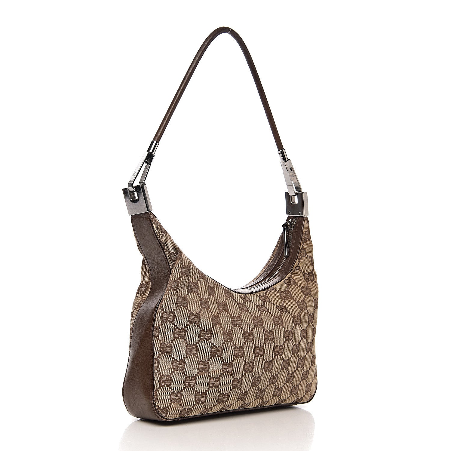 Gucci Monogram GG Small Clasp Hobo Brown 2 of 15