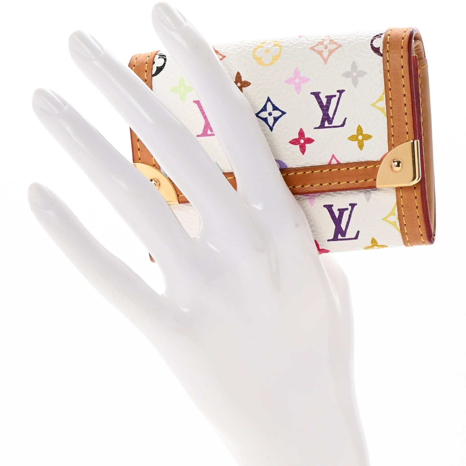 Louis Vuitton Monogram Multicolor Porte-Monnaie Plat Coin Purse White 2 of 9