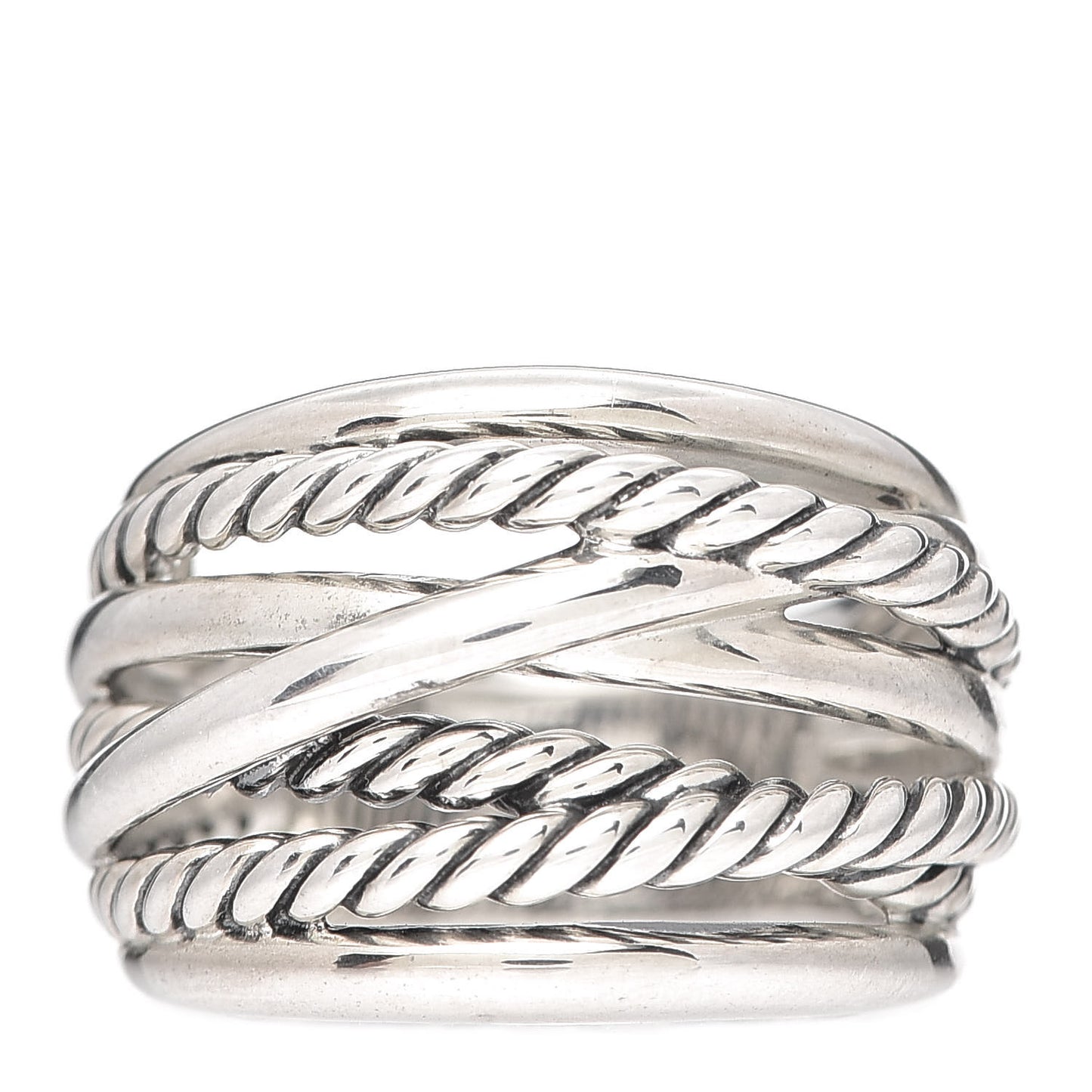 Sterling Silver 18mm Wide Crossover Cable Ring 57 8
