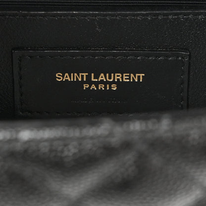 Saint Laurent Grain De Poudre Textured Mixed Matelasse Triquilt Medium Monogram Satchel Black 6 of 13