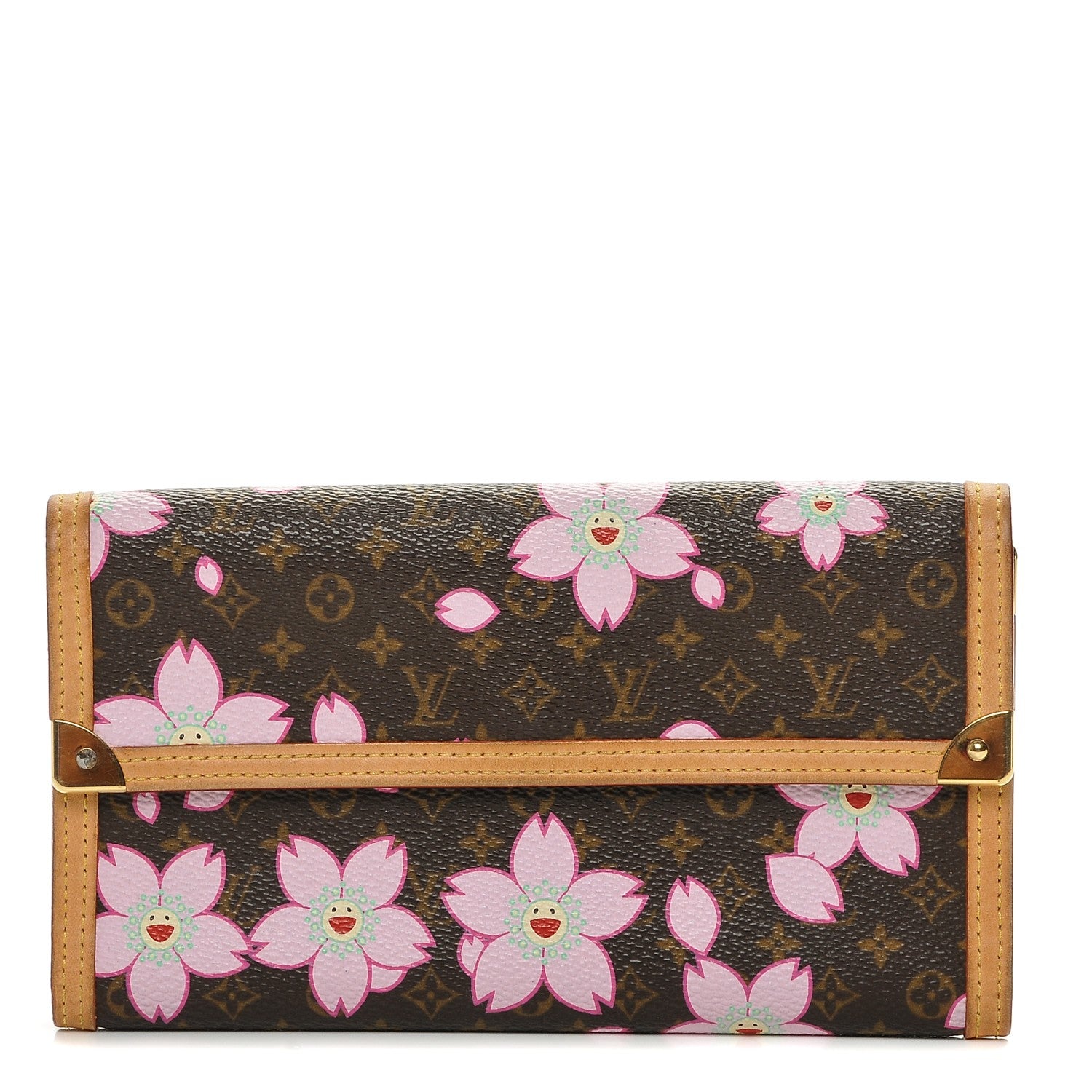 Louis Vuitton Monogram Cherry Blossom Porte Tresor International Wallet Brown 1 of 6