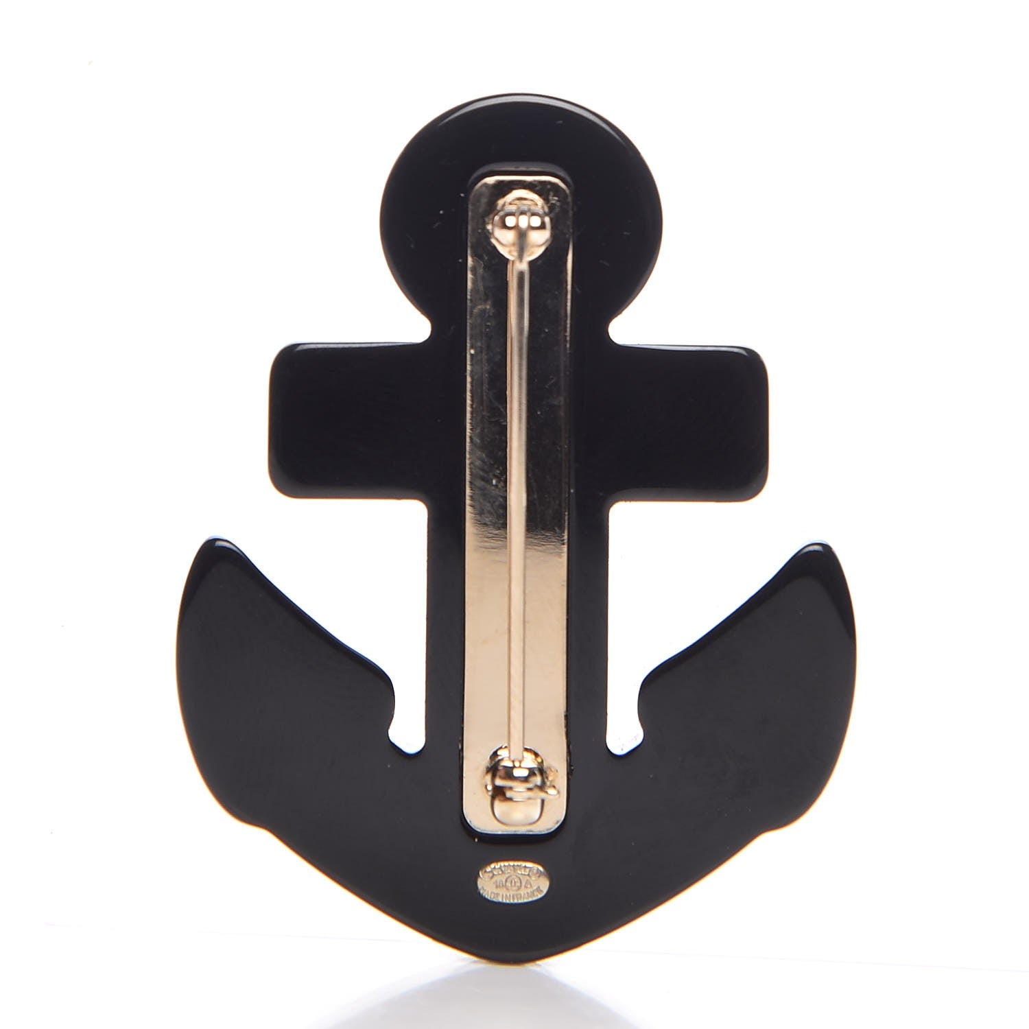 Chanel Resin Pearl Anchor CC Brooch Black Blue 3 of 5