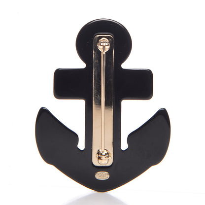 Chanel Resin Pearl Anchor CC Brooch Black Blue 3 of 5