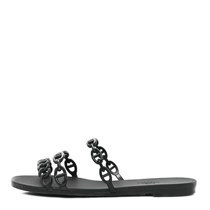 Hermes Rubber Chaine d'Ancre Rivage Sandals 38 Black 1 of 10