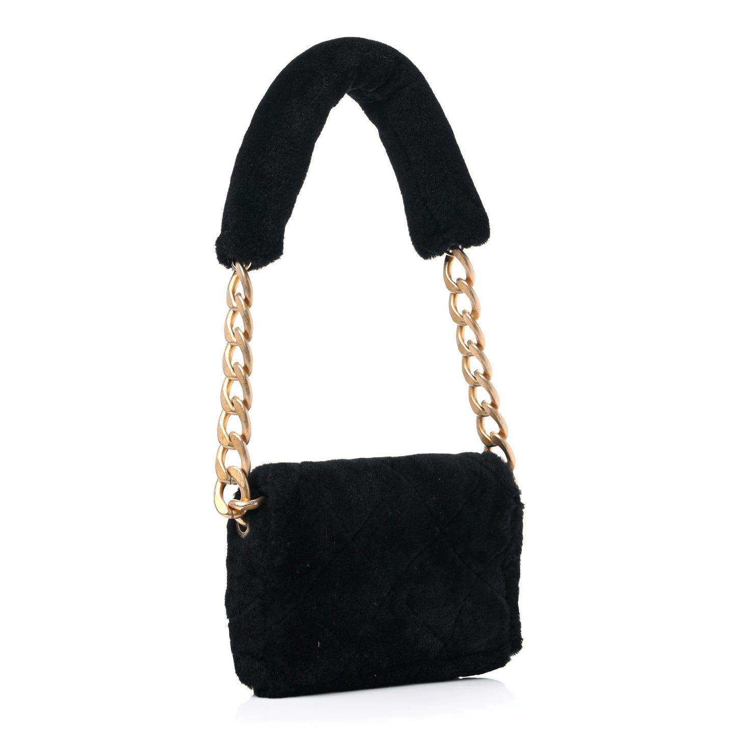 Shearling Quilted Single Flap Black