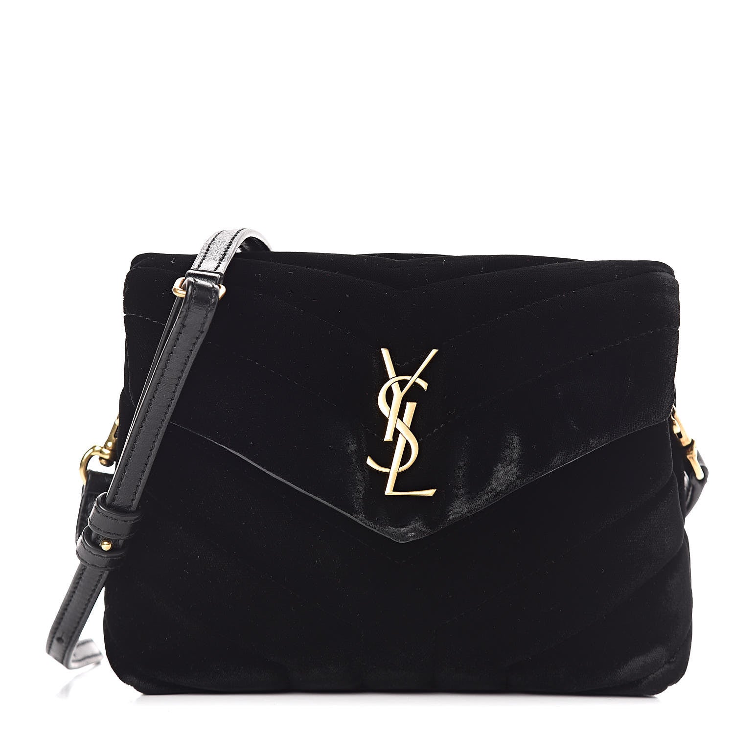 Saint Laurent Velvet Y Quilted Monogram Toy Loulou Chain Satchel French Black 1 of 12