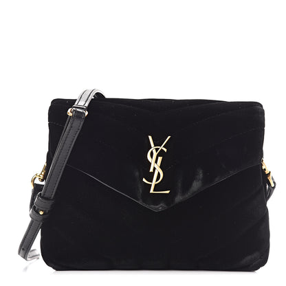 Saint Laurent Velvet Y Quilted Monogram Toy Loulou Chain Satchel French Black 1 of 12