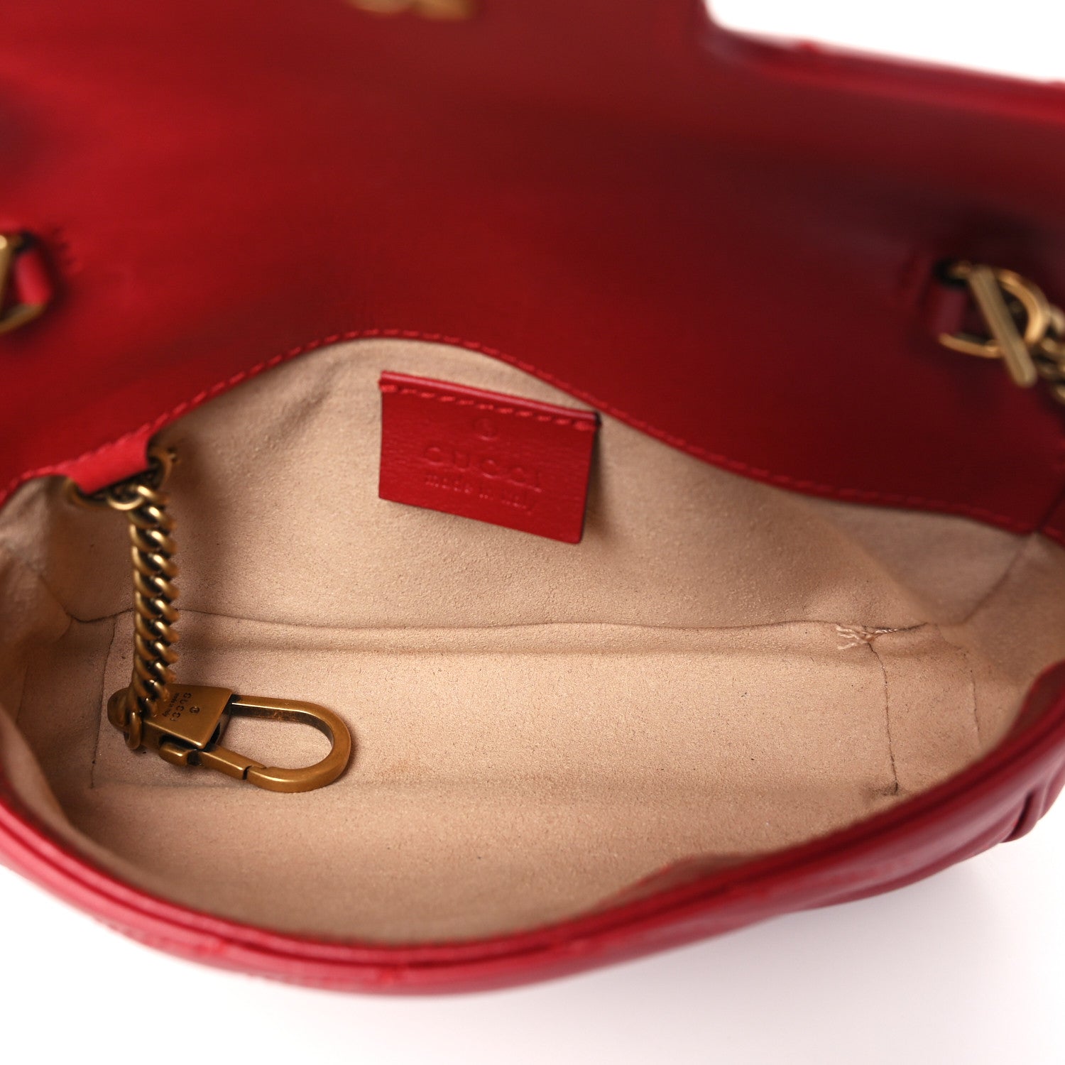 Gucci Calfskin Matelasse Super Mini GG Marmont Shoulder Bag Hibiscus Red 5 of 10