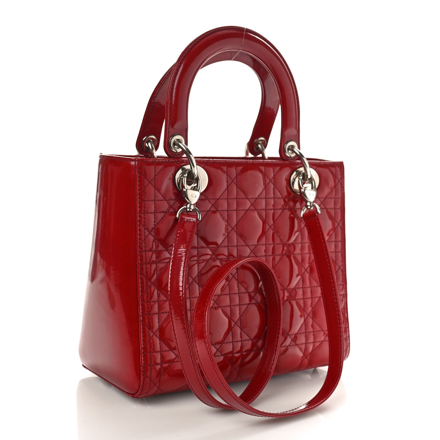 Christian Dior Patent Cannage Medium Lady Dior Red 3 of 10