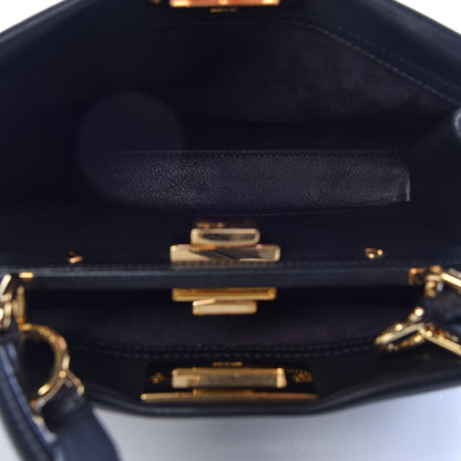 Fendi Vitello Seta Lace Up Medium Peekaboo Iconic Satchel Black 7 of 11