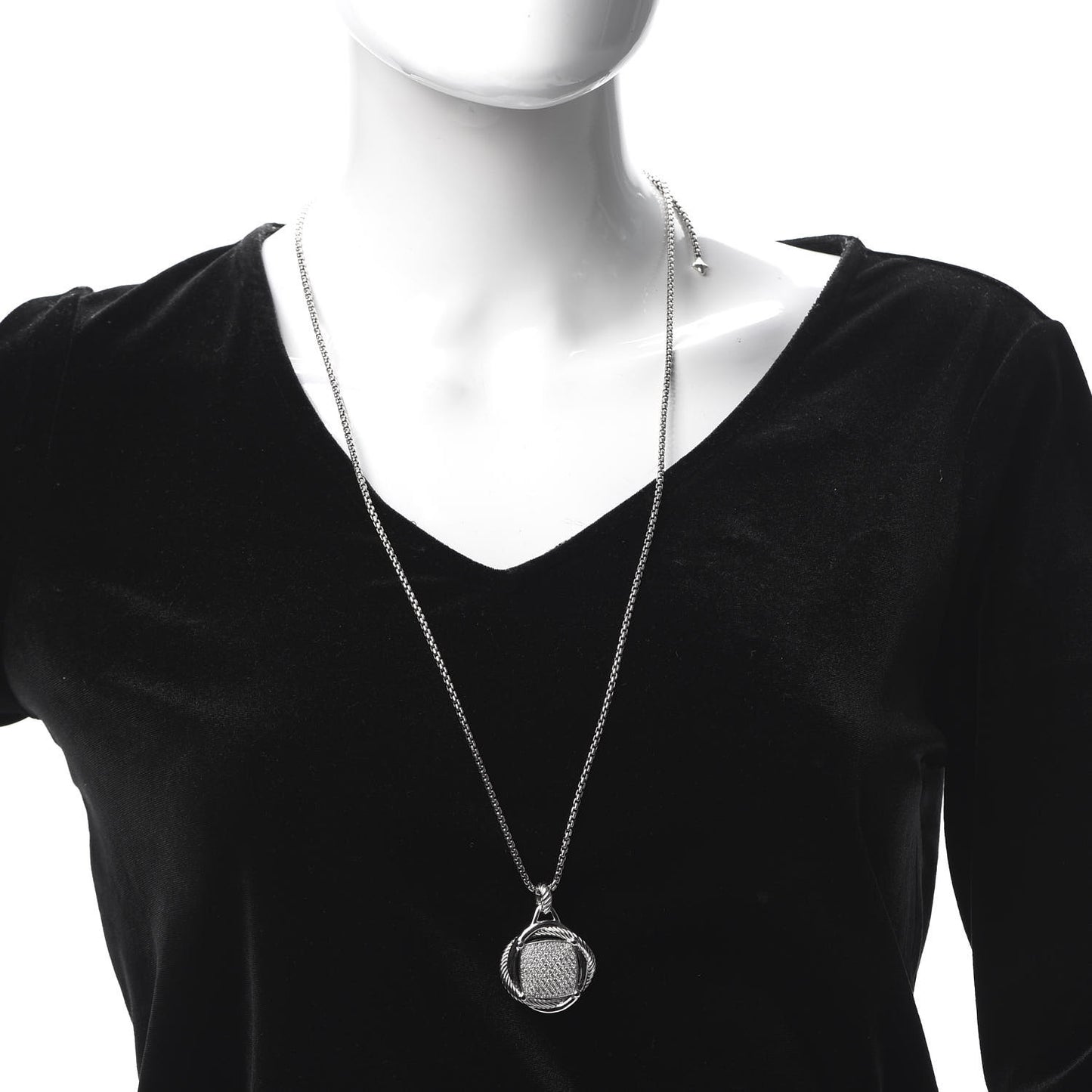 Sterling Silver Diamond 32mm Infinity Pendant Necklace