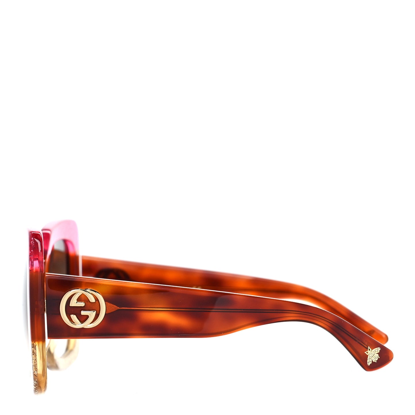 Acetate Square Frame Sunglasses GG0083S Glitter Pink Multi