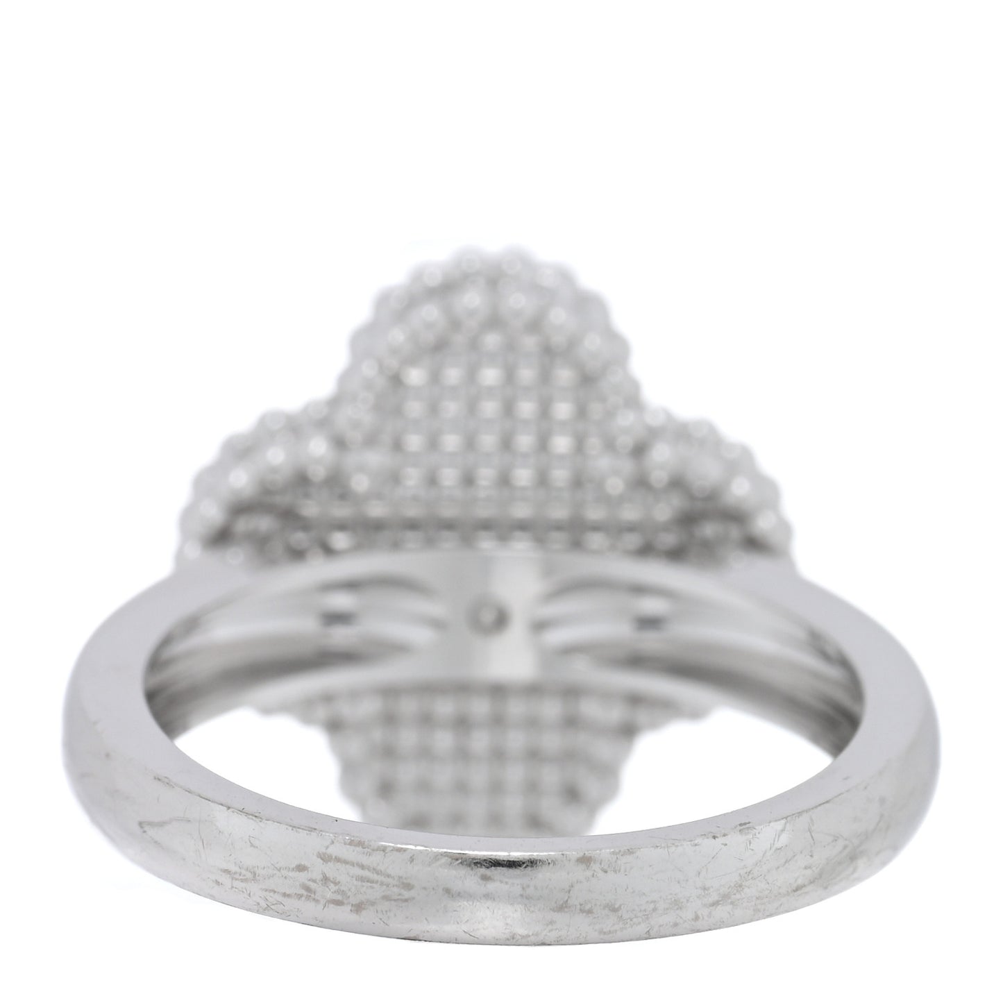 18K White Gold Diamond Mother of Pearl Vintage Alhambra Ring 52 6