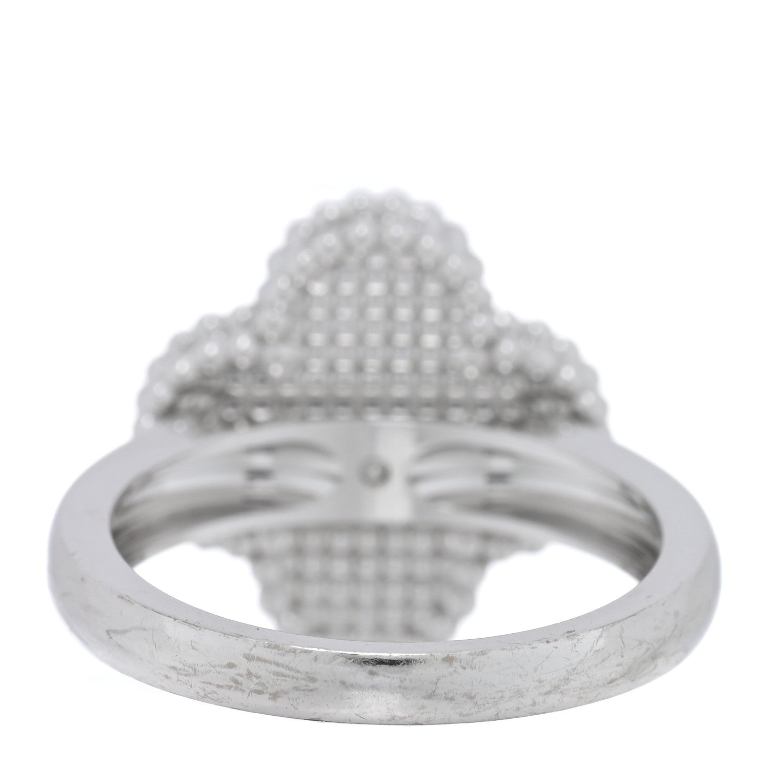 Van Cleef & Arpels 18K White Gold Diamond Mother of Pearl Vintage Alhambra Ring 52 6 3 of 4
