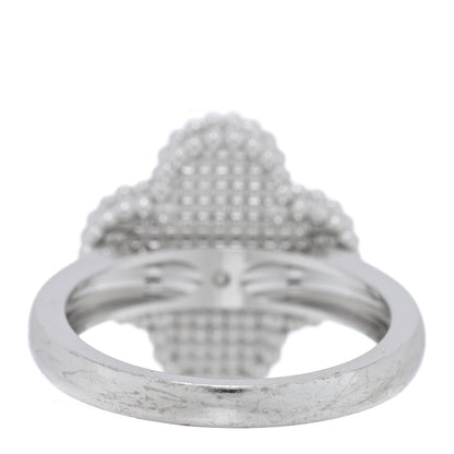 Van Cleef & Arpels 18K White Gold Diamond Mother of Pearl Vintage Alhambra Ring 52 6 3 of 4