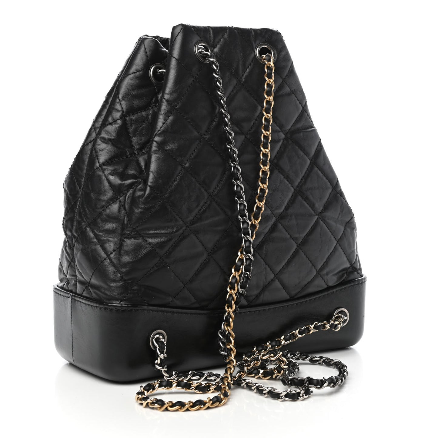 Aged Calfskin Quilted Gabrielle Backpack Black