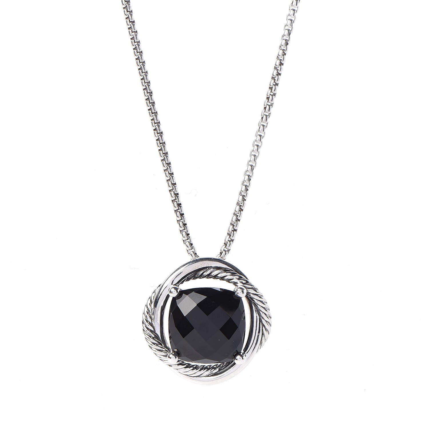 David Yurman Sterling Silver Black Onyx 14mm Infinity Pendant Necklace 4 of 6