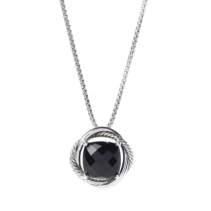 David Yurman Sterling Silver Black Onyx 14mm Infinity Pendant Necklace 4 of 6