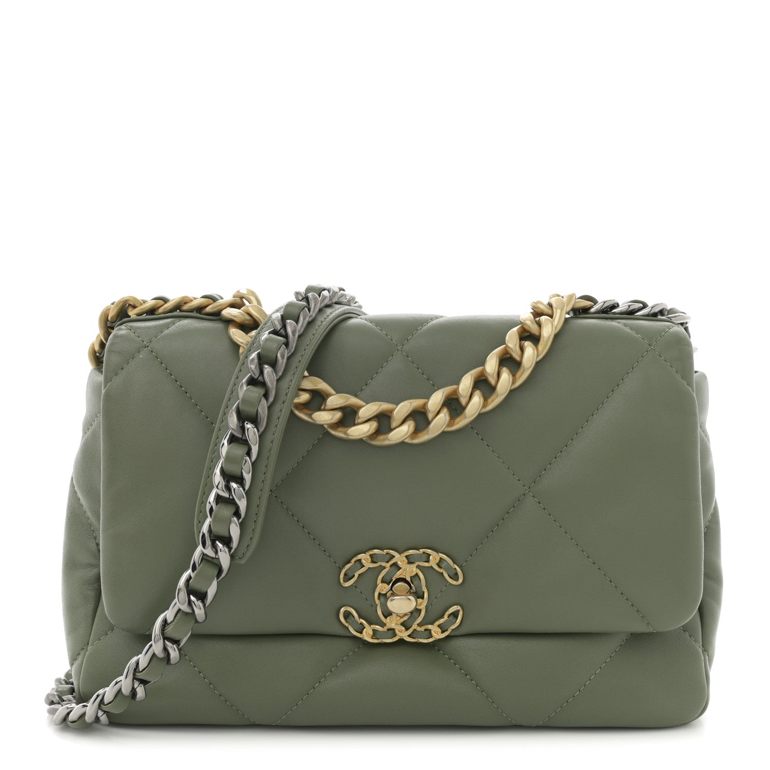Chanel Lambskin Quilted Medium Chanel 19 Flap Green 1 of 10