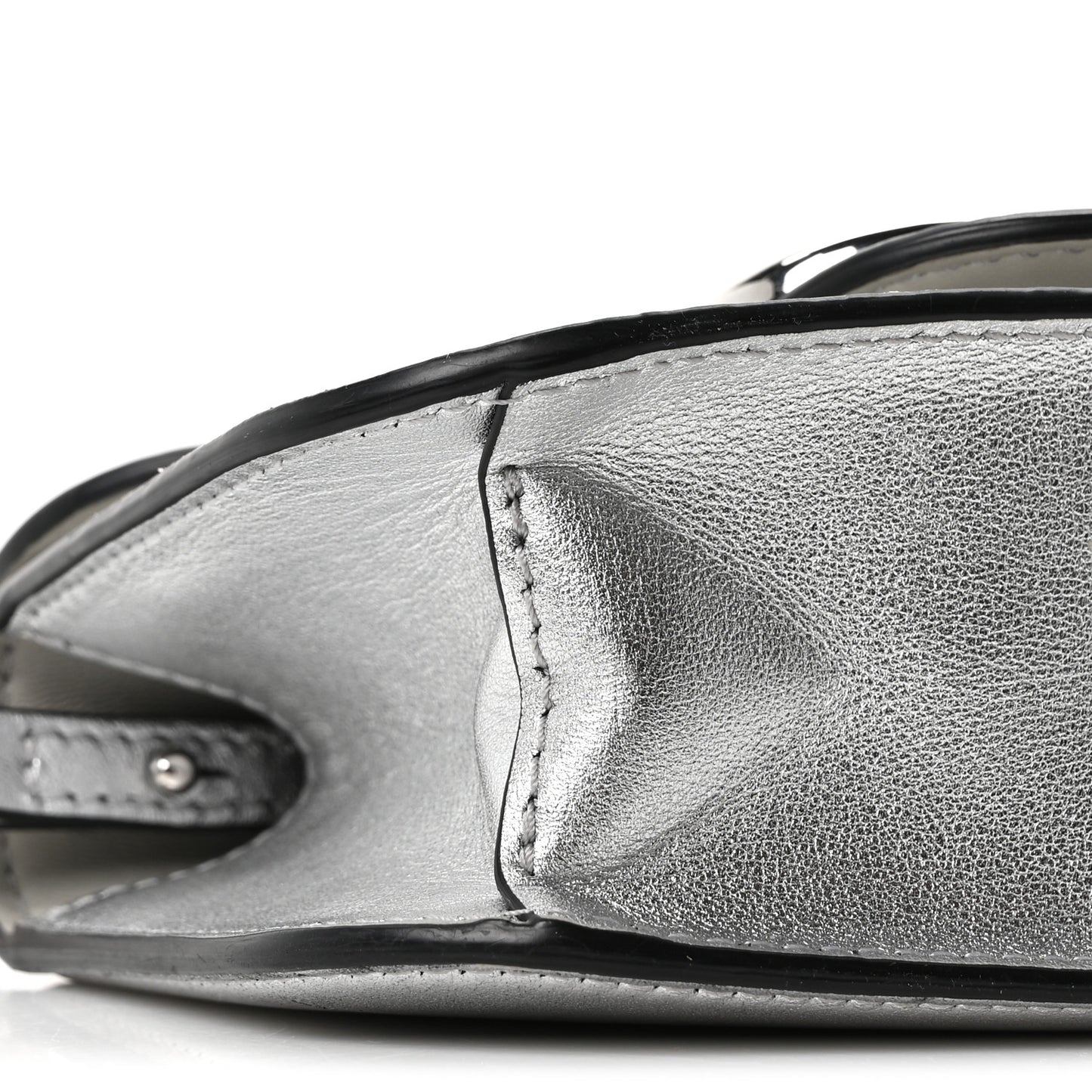 Laminated Calfskin Vlogo Small Loco Shoulder Bag Silver